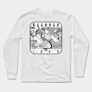 Baghdad Map Iraq Long Sleeve T-Shirt